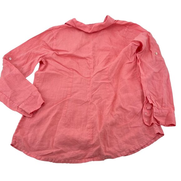 Tommy Bahama Women's Pink Linen Button-Up Shirt size Large Long Sleeves - Picture 5 of 5